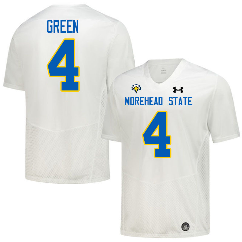 Morehead State Eagles #4 Montez Green College Football Jerseys,Uniforms-White